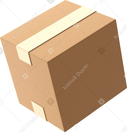 3D close up of cardboard box Illustration in PNG, SVG