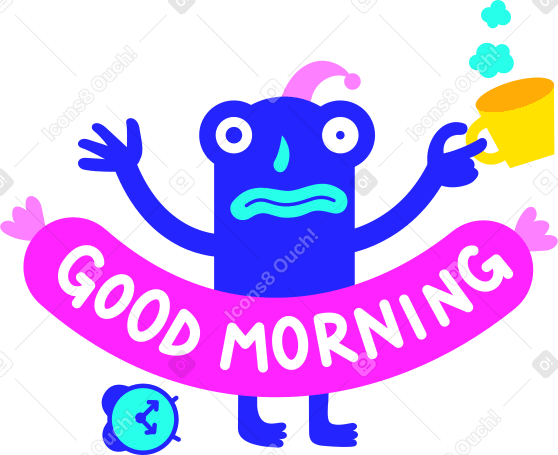 lettering sticker good morning on sausage text PNG, SVG