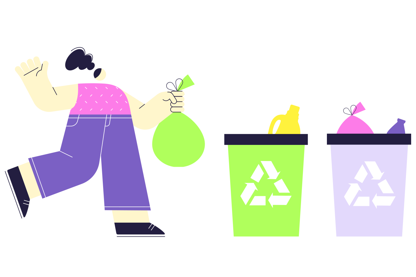 Proper disposal of garbage Illustration in PNG, SVG
