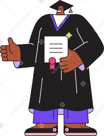 graduate in robes with diploma PNG, SVG