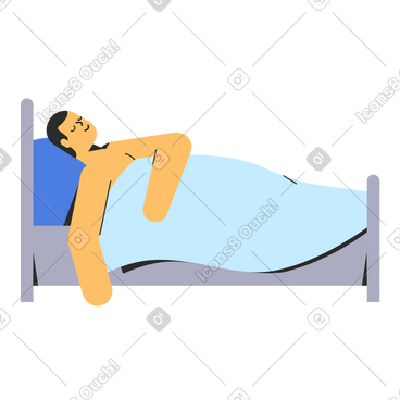 Man sleeping in bed PNG, SVG