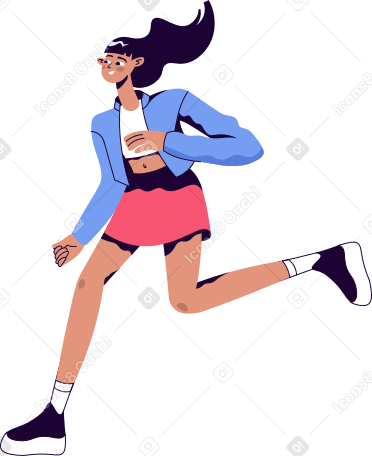 running woman in skirt Illustration in PNG, SVG