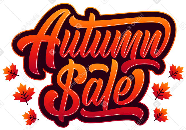 lettering autumn sale with leaves and shadow Illustration in PNG, SVG
