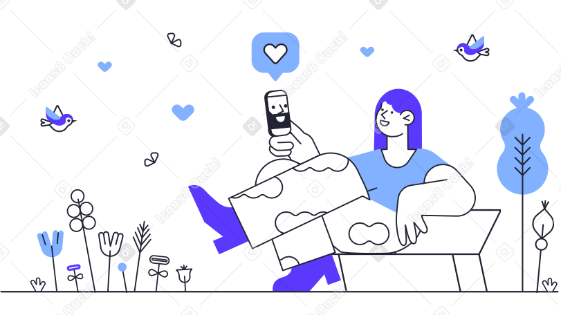 Online love affair Illustration in PNG, SVG