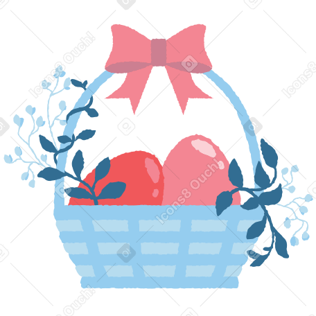 Easter eggs in basket Illustration in PNG, SVG