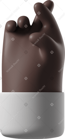 3D Black skin hand with crossed fingers PNG, SVG