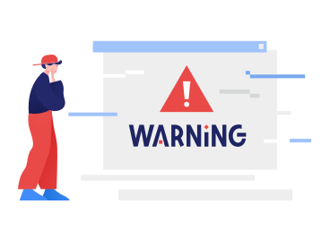 브라우저에서 경고 팝업을 보고 있는 남자 PNG, SVG