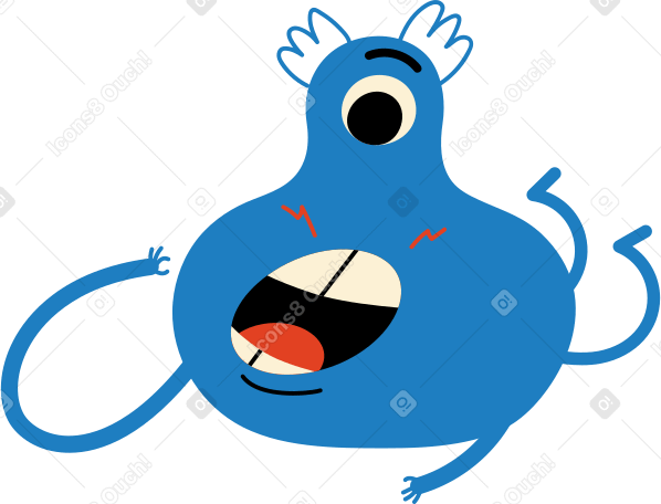 blue one-eyed character lying Illustration in PNG, SVG