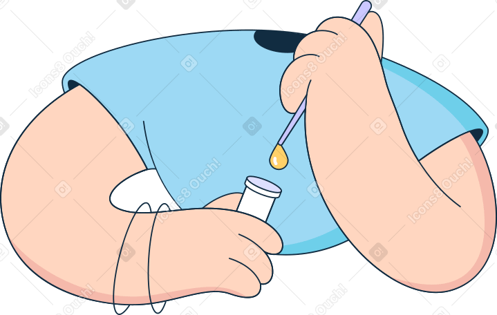 body in a blue t-shirt with a test tube Illustration in PNG, SVG