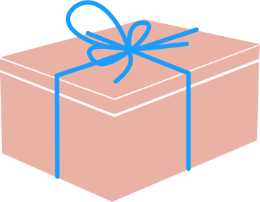 Boîte rose avec un noeud bleu PNG, SVG