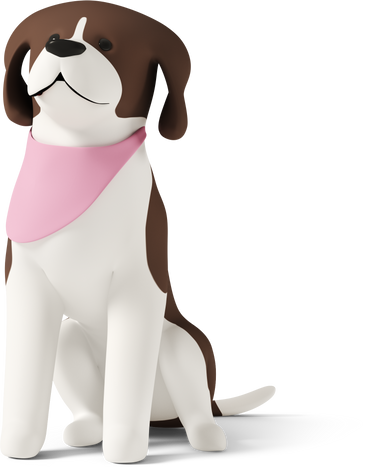 dog in pink dressing sitting PNG, SVG