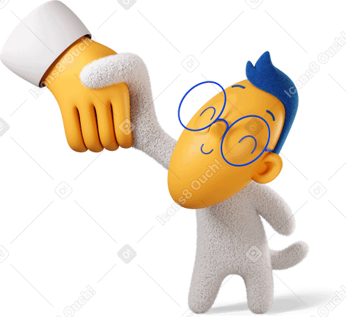 3D Boy shaking hands with someone to the left Illustration in PNG, SVG