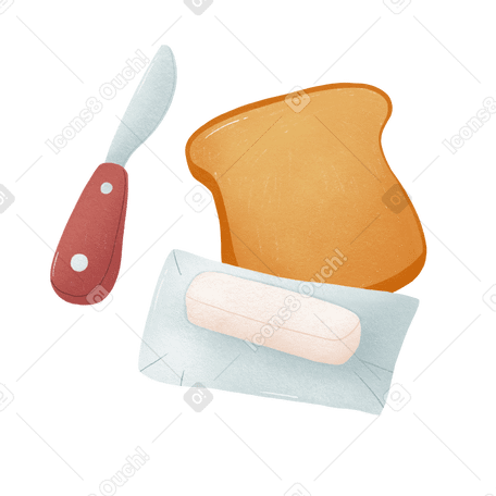 Bread with a piece of butter to make a sandwich Illustration in PNG, SVG