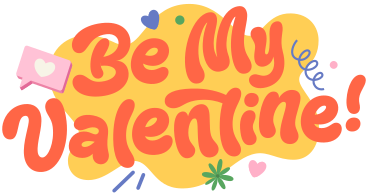 Lettrage soyez mon valentine ! avec texte de coeurs et d'éléments décoratifs PNG, SVG