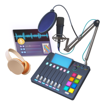 Podcast equipment for recording studio PNG, SVG
