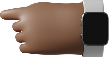 Dark brown skin hand with smartwatch turned off pointing left PNG, SVG