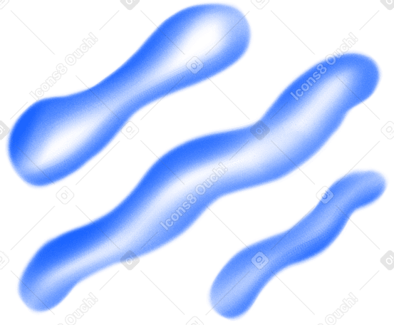 three blue 3D water drops like shape PNG, SVG