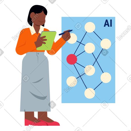Female machine learning engineer training neural networks PNG, SVG