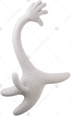 3D White fluffy jumping body turned right PNG, SVG