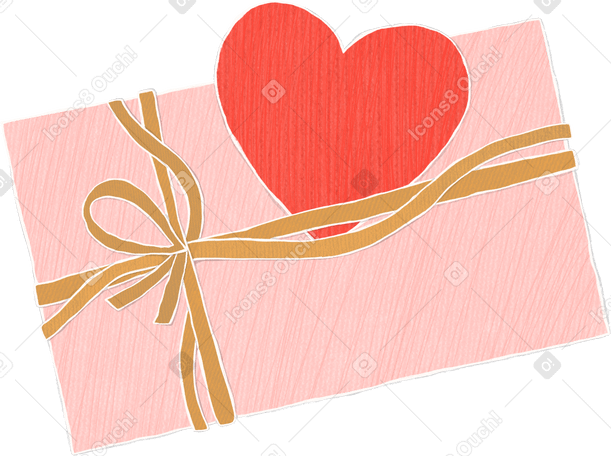 pink box with a heart-shaped card PNG、SVG