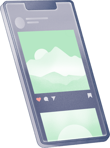 phone display with instagram feed PNG, SVG