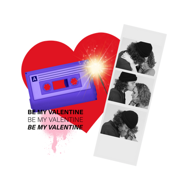 Photo strip of a couple in love and a heart PNG, SVG