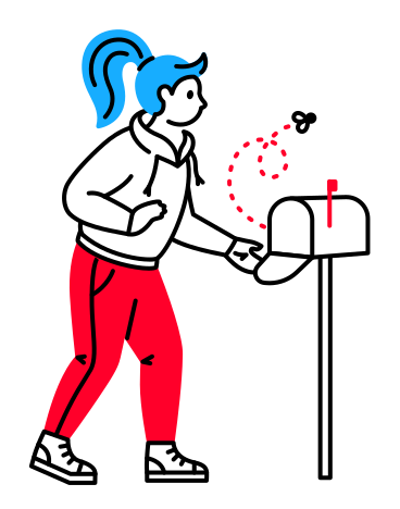 Girl checking an empty mailbox PNG, SVG