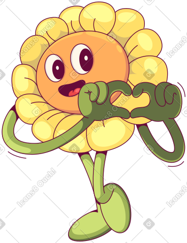 Flower making a hand heart PNG, SVG