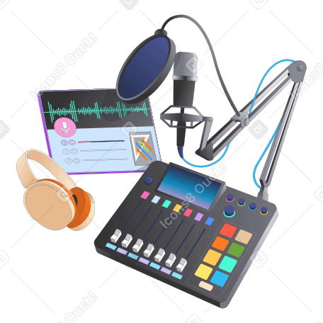 Podcast equipment for recording studio PNG, SVG