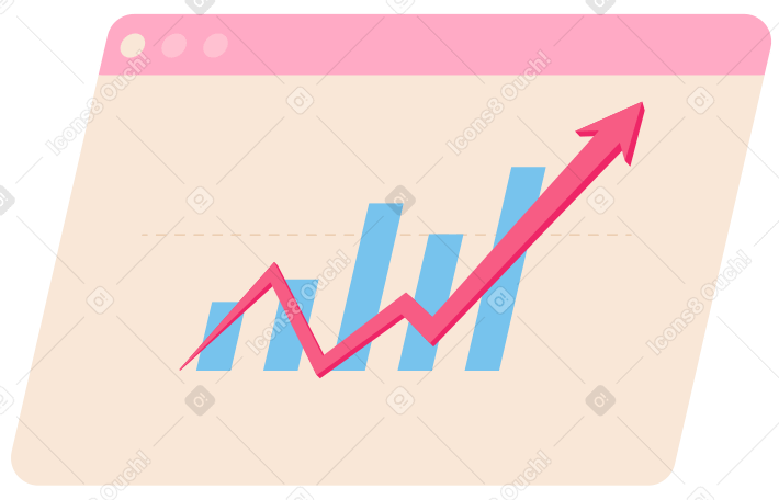 Browser window with multi level chart Illustration in PNG, SVG