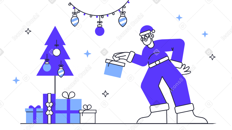 Santa is leaving a present PNG, SVG