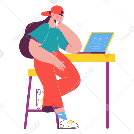 Woman studies online PNG, SVG