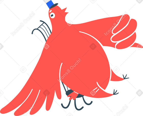postman bird on chair Illustration in PNG, SVG