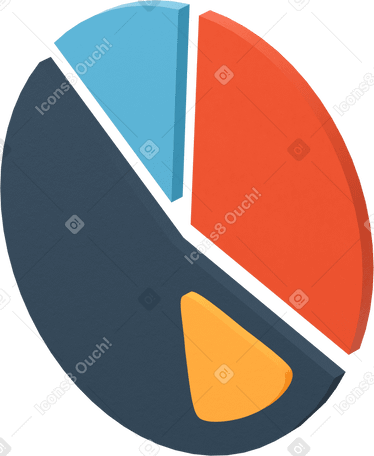 3D Pie chart Illustration in PNG, SVG