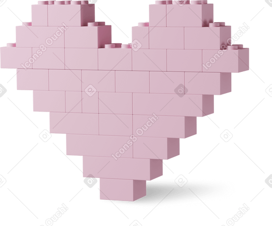 3D lego heart PNG, SVG