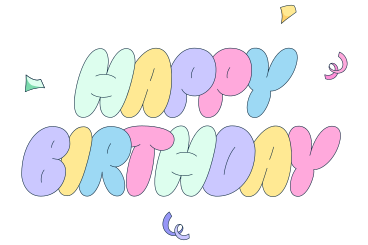 Letras de feliz cumpleaños con confeti. PNG, SVG