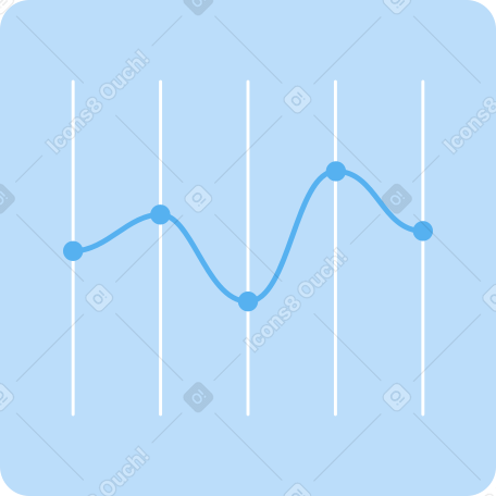 graph on light blue square Illustration in PNG, SVG