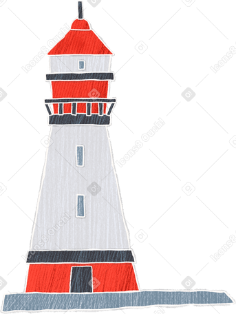 white-red lighthouse with black stripes Illustration in PNG, SVG