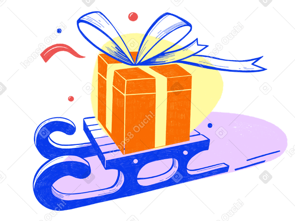 New year's eve sleigh with a box of presents Illustration in PNG, SVG
