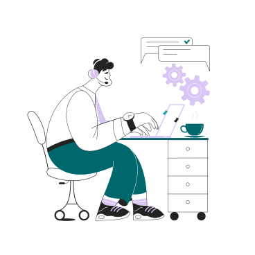 Service support animated illustration in GIF, Lottie (JSON), AE