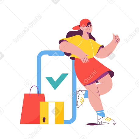Woman getting online delivery Illustration in PNG, SVG