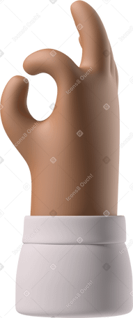 3D Рука с коричневой кожей показывает знак "ок" в PNG, SVG