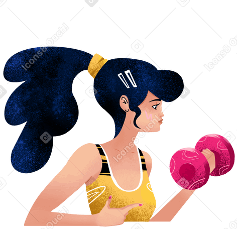 woman does sports with dumbbells Illustration in PNG, SVG