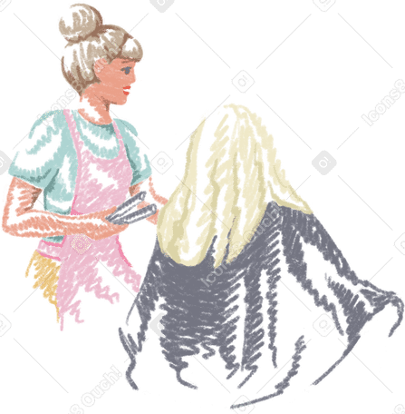 woman hairdresser with client PNG, SVG