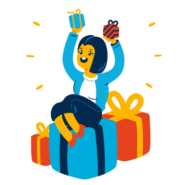 Woman received a lot of gifts PNG, SVG
