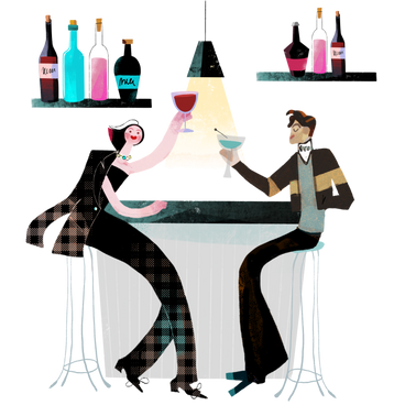 Couple in a trendy bar PNG, SVG