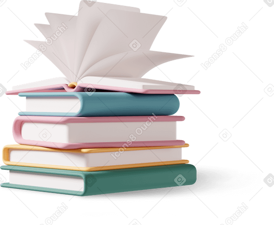3D stack of books PNG, SVG