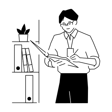 Junger mann schreibt in ordner animierte Grafik in GIF, Lottie (JSON), AE