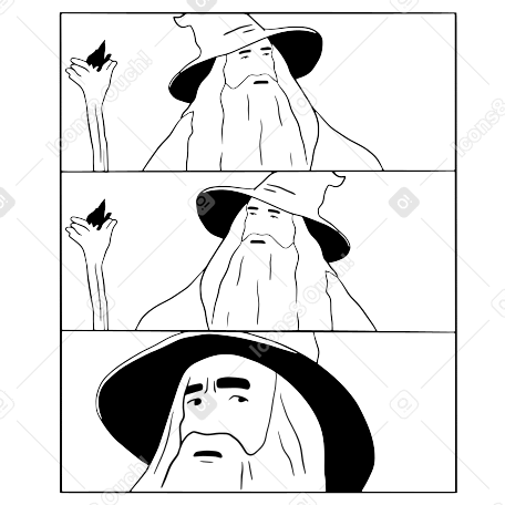 Confused Gandalf wizard with staff PNG, SVG