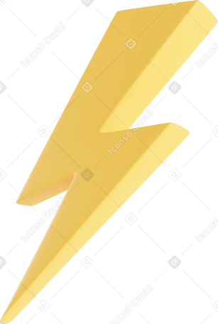 3D yellow lightning Illustration in PNG, SVG
